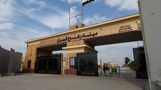 A view shows a gate, at the Rafah border crossing