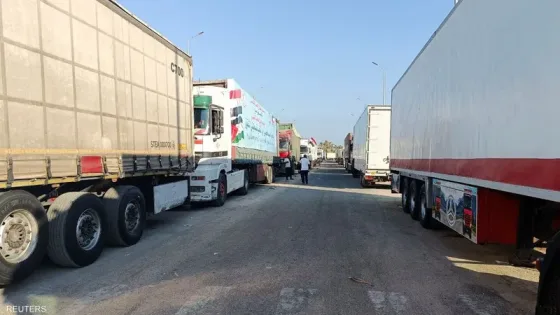 تحرك الدفعة الـ85 من شاحنات المساعدات إلى معبر كرم أبو سالم تمهيدا لدخولها غزة
