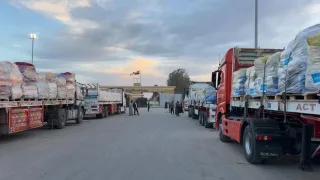 الهلال الأحمر المصري يطلق قافلة «زاد العزة» 150 محمّلة بآلاف الأطنان من المساعدات الإنسانية إلى غزة