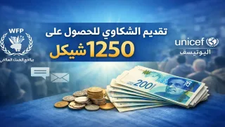 رابط تقديم الشكاوي للحصول على المساعدة النقدية “1250 شيكل” من الغذاء العالمي واليونيسف