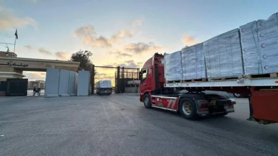 تحرك الدفعة الـ186 من شاحنات المساعدات إلى قطاع غزة