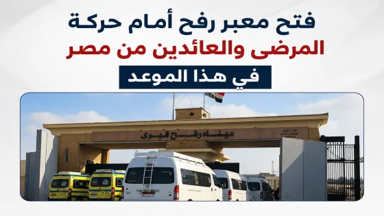 فتح معبر رفح أمام حركة المرضى والعائدين من مصر في هذا الموعد